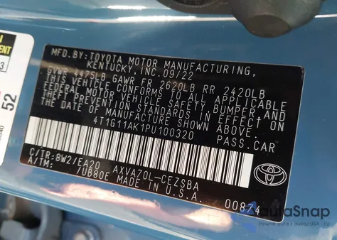 2023 Toyota Camry Se из США, поврежденный, VIN 4T1G11AK1PU100320